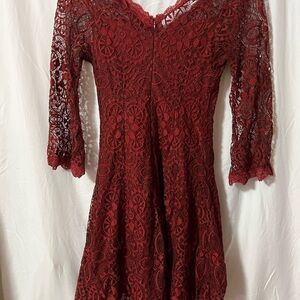 Elegant Lace Red Dress